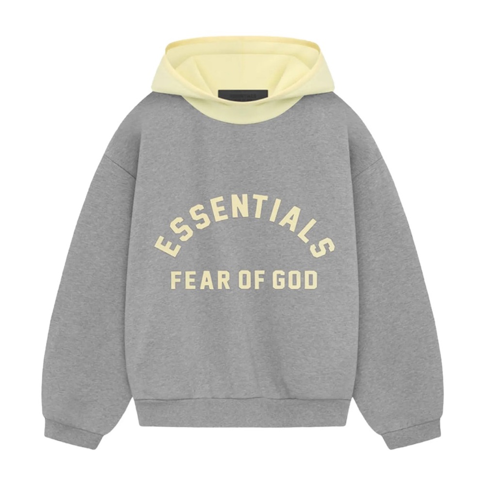Fear of God Essentials Kids Nylon Fleece Hoodie Dark Heather/Yellow-Size Small